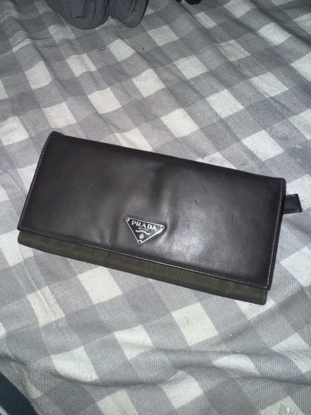 Vintage authentic Prada Brown Leather Wallet Clutch